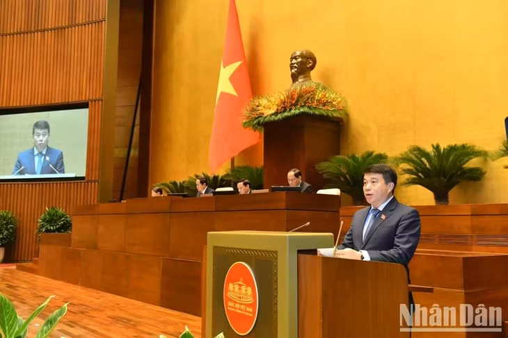 Chủ tịch Hội đồng Dân tộc của Quốc hội Y Thanh Hà Niê Kđăm trình bày báo cáo. (Ảnh: ĐĂNG KHOA)