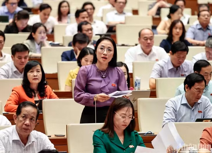 Đại biểu Trần Khánh Thu (đoàn Thái Bình). (Ảnh: DUY LINH)