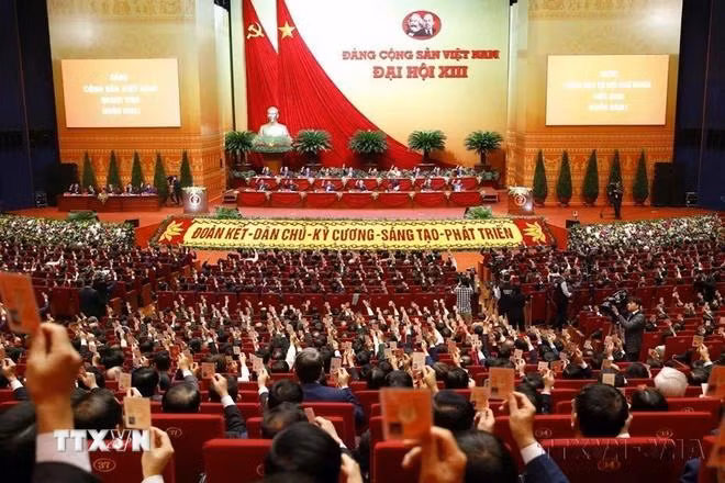 Quang cảnh một buổi họp của Đại hội XIII của Đảng, từ ngày 25/1-1/2/2021. (Ảnh: TTXVN)