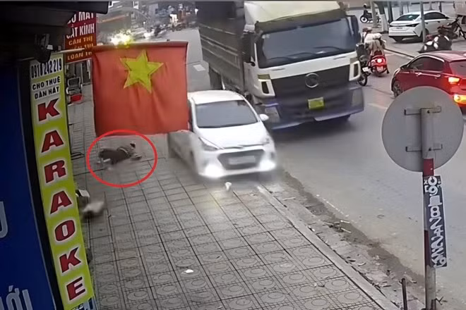 Vụ việc xe ôtô con đâm vào cô gái trên vỉa hè rồi bỏ chạy đã lan truyền nhanh chóng trên mạng xã hội. Ảnh cắt từ clip.