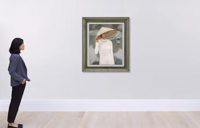 Bức tranh La jeune femme de Hué (Thiếu nữ xứ Huế, 1937) của Mai Trung Thứ - Ảnh: Sotheby's
