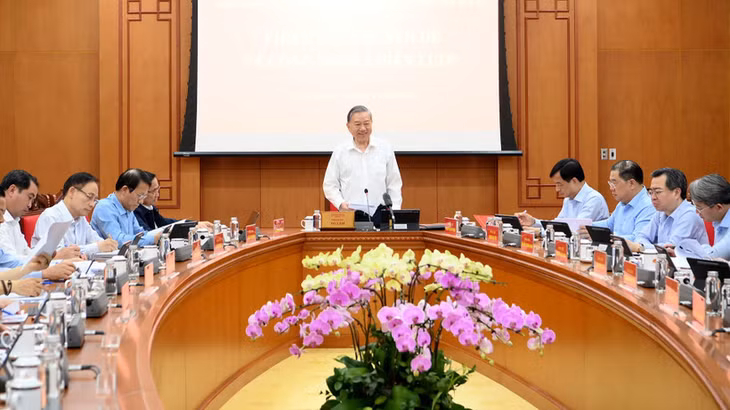 Tổng Bí thư Tô Lâm chủ trì phiên họp chuyên đề về công nghệ chiến lược. (Ảnh: ĐĂNG KHOA)