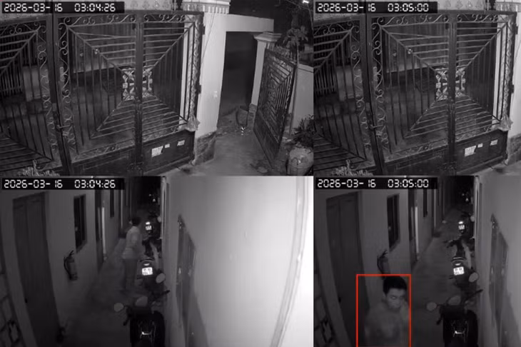 Hình ảnh trích xuất từ camera an ninh đối tượng đang thực hiện hành vi trộm xe máy. Ảnh: Công an Cần Thơ