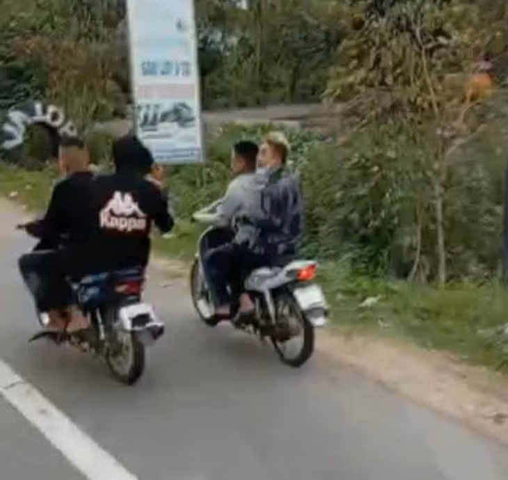 Bốn thanh niên lạng lách, cổ vũ bạn nhập ngũ bị xử lý - Ảnh: Công an xã Nghĩa Hành