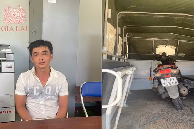 Trần Văn Huy bị Công an tỉnh Gia Lai bắt giữ sau khi gây ra vụ cướp giật tại phường Quy Nhơn, dù đối tượng mới ra tù chưa lâu. Ảnh: Công an