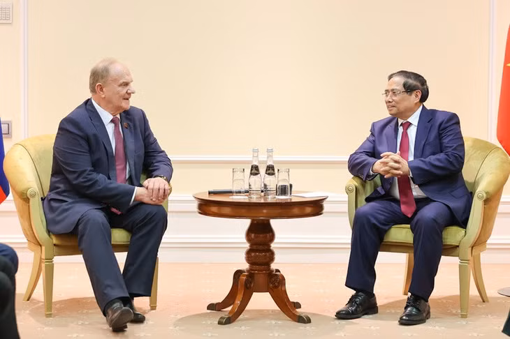 Thủ tướng Phạm Minh Chính cho biết, Đảng Cộng sản Việt Nam luôn coi trọng quan hệ hữu nghị truyền thống tốt đẹp với Đảng Cộng sản Liên bang Nga - Ảnh: VGP/Nhật Bắc