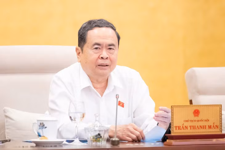 Chủ tịch Quốc hội Trần Thanh Mẫn phát biểu ý kiến tại phiên họp. (Ảnh: DUY LINH)