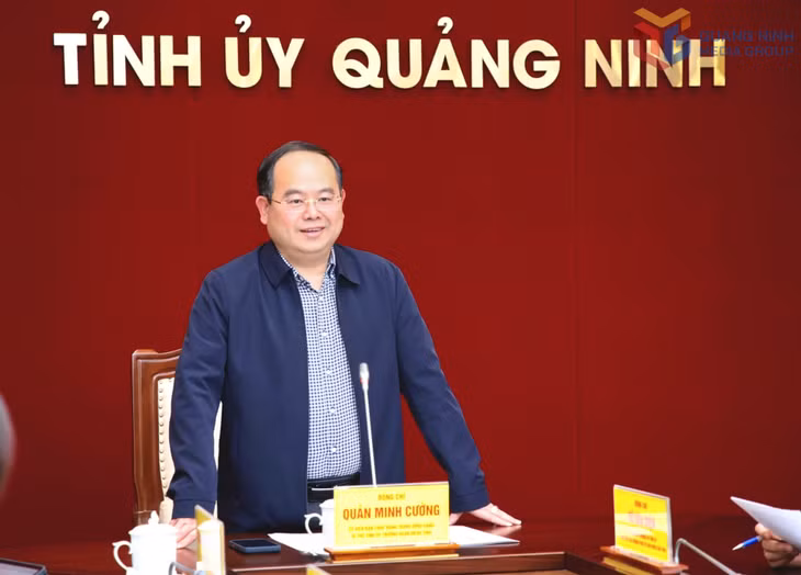 Đồng chí Quản Minh Cường, Ủy viên Trung ương Đảng, Bí thư Tỉnh ủy, Trưởng Đoàn ĐBQH tỉnh phát biểu chỉ đạo tại buổi làm việc.