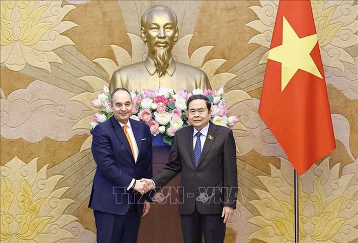 Chủ tịch Quốc hội Trần Thanh Mẫn tiếp Phó Chủ tịch thứ nhất Quốc hội Hy Lạp Ioannis Plakiotakis - Ảnh: TTXVN