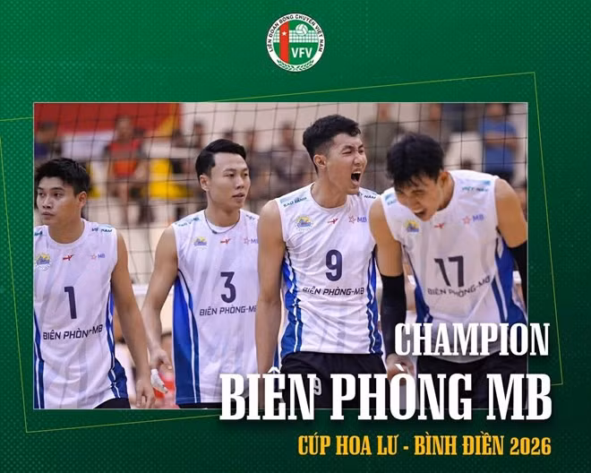 Biên Phòng vô địch giải bóng chuyền Cúp Hoa Lư 2026. Ảnh: Bóng chuyền Việt Nam