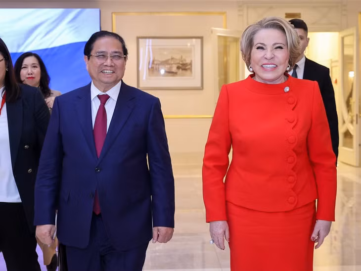 Thủ tướng Chính phủ Phạm Minh Chính hội kiến Chủ tịch Hội đồng Liên bang Nga Valentina Matviyenko - Ảnh: VGP/Nhật Bắc