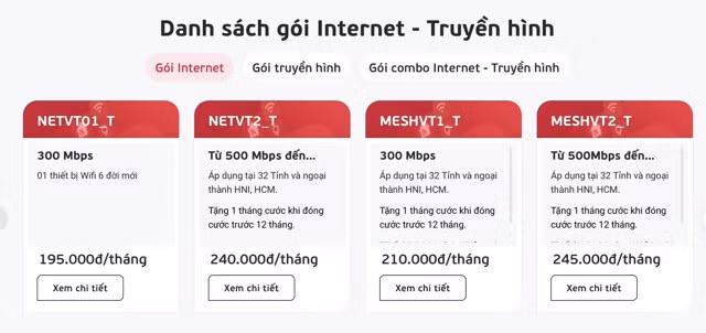 Giá các gói cước của Viettel. Ảnh: Đức Vân