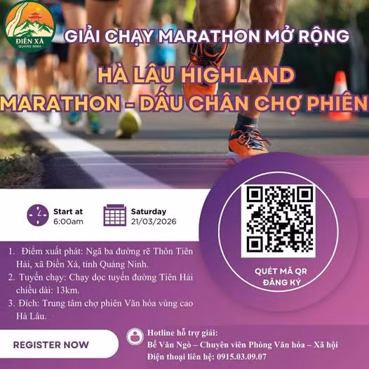 Giải chạy marathon mở rộng “Hà Lâu Highland Marathon - Dấu chân chợ phiên” sẽ diễn ra từ 6 giờ ngày 21/3