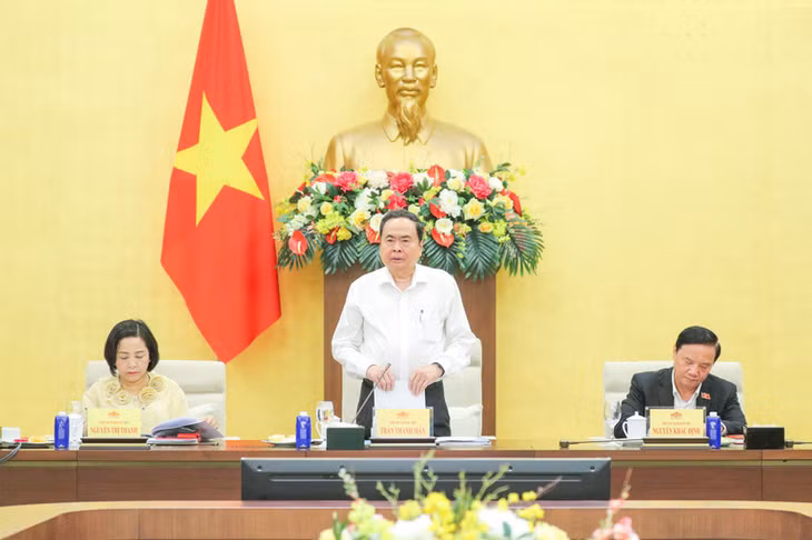 Chủ tịch Quốc hội Trần Thanh Mẫn chủ trì cuộc họp. (Ảnh: DUY LINH)
