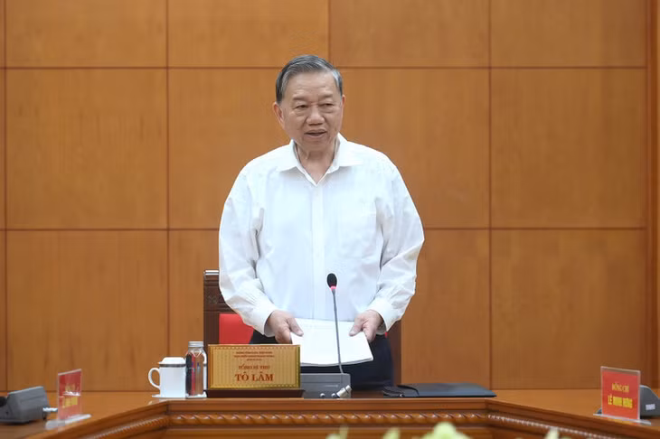 Tổng Bí thư Tô Lâm phát biểu chỉ đạo tại cuộc làm việc. (Ảnh: ĐĂNG KHOA)