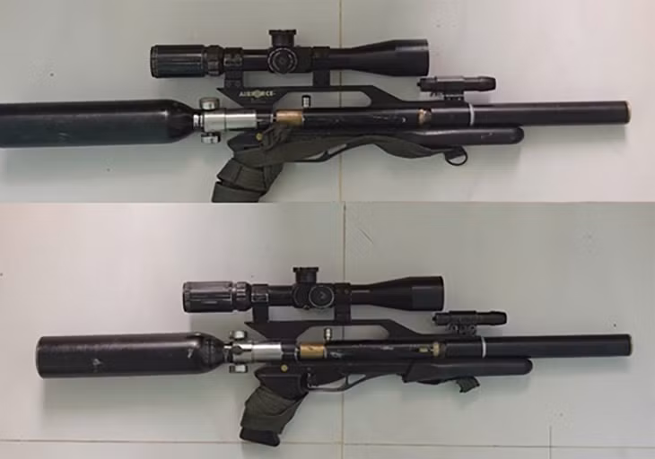 2 đối tượng mua súng về săn thú rừng, sau đó cơ quan công an đã phát hiện thu giữ tang vật. Ảnh: Công an