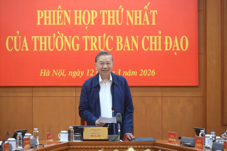 Tổng Bí thư Tô Lâm phát biểu chỉ đạo tại Phiên họp. (Ảnh ĐĂNG KHOA)