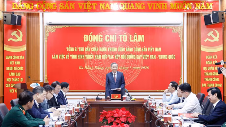 Tổng Bí thư Tô Lâm phát biểu tại buổi làm việc. (Ảnh: Thống Nhất /TTXVN)