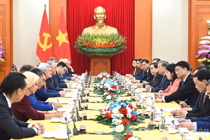 Quang cảnh buổi tiếp tại Trụ sở Trung ương Đảng. (Ảnh: ĐĂNG KHOA)