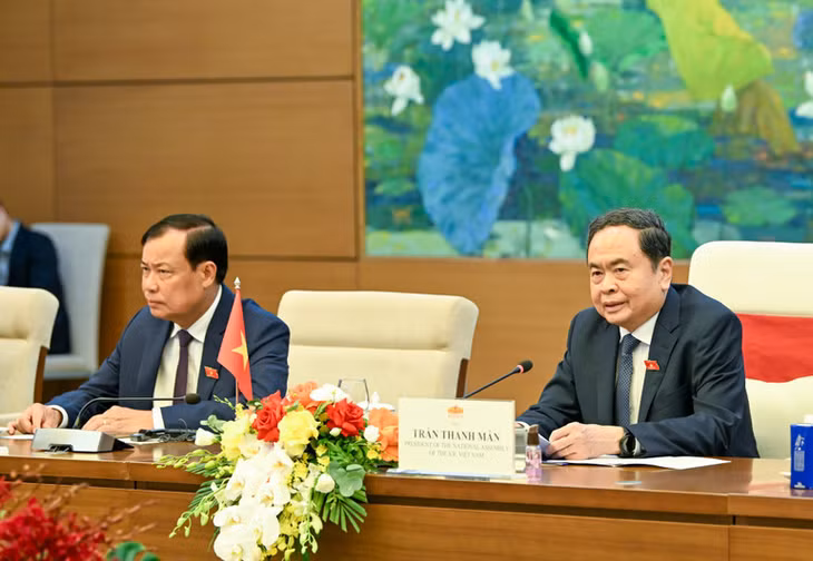 Chủ tịch Quốc hội Trần Thanh Mẫn phát biểu tại hội kiến. (Ảnh: Duy Linh)
