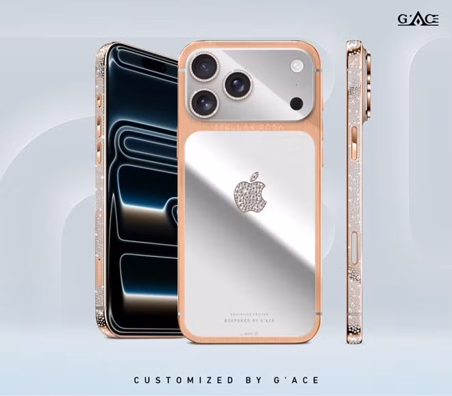 Những chiếc iPhone 17 Pro Max mạ vàng, đính kim cương có giá lên đến hàng tỉ đồng. Ảnh: Khương Duy