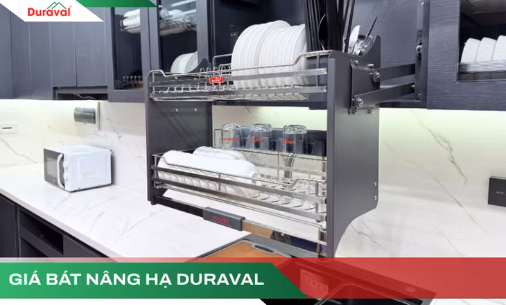 Giá bát nâng hạ Duraval - Giải pháp nâng cấp cho căn bếp hiện đại