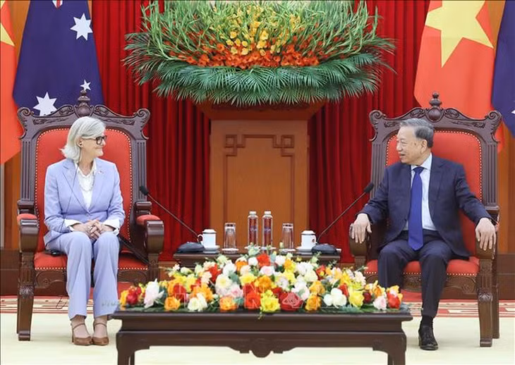 Tổng Bí thư Tô Lâm tiếp Toàn quyền Australia Sam Mostyn thăm cấp Nhà nước tới Việt Nam. Ảnh: TTXVN