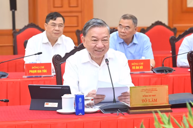 Tổng Bí thư Tô Lâm phát biểu tại buổi làm việc. (Ảnh: ĐĂNG KHOA)