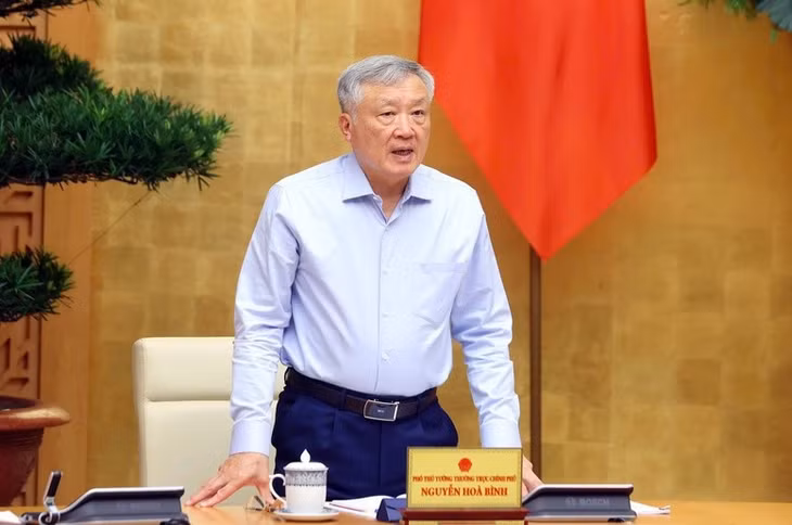 Phó Thủ tướng Thường trực Chính phủ Nguyễn Hòa Bình phát biểu ý kiến tại cuộc họp. (Ảnh: VGP)
