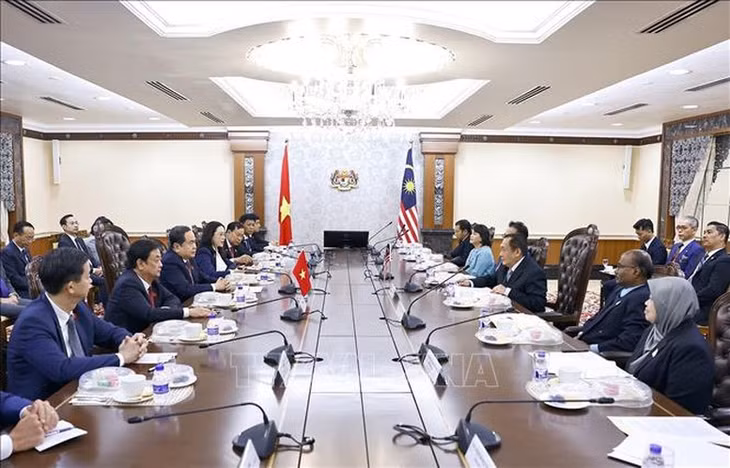 Chủ tịch Quốc hội Trần Thanh Mẫn khẳng định chính sách nhất quán của Đảng, Nhà nước Việt Nam coi trọng và mong muốn triển khai hiệu quả quan hệ Đối tác Chiến lược Toàn diện với Malaysia - Ảnh: TTXVN