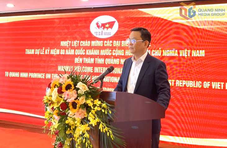 Lãnh đạo Liên hiệp các tổ chức hữu nghị Việt Nam phát biểu tại buổi tiếp xã giao.