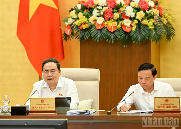 Chủ tịch Quốc hội Trần Thanh Mẫn phát biểu tại phiên họp. (Ảnh: DUY LINH)