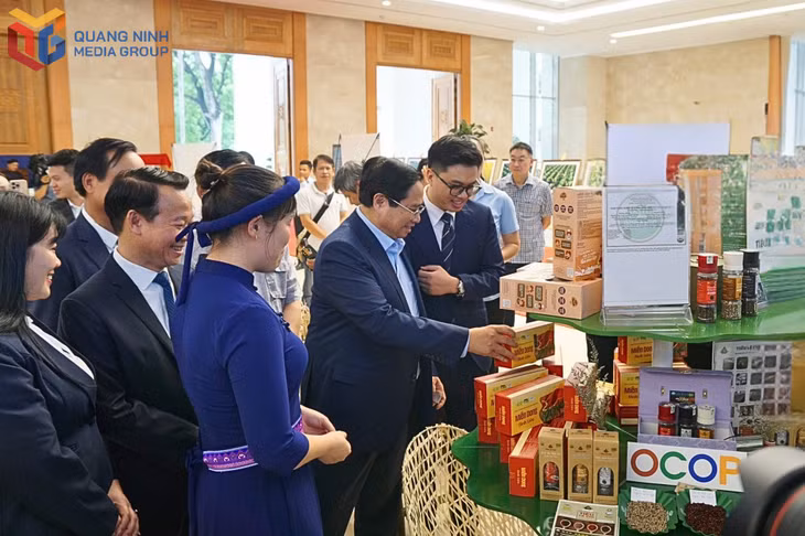 Một số sản phẩm OCOP Quảng Ninh được trưng bày tại Hội nghị toàn quốc tổng kết Chương trình mục tiêu quốc gia xây dựng Nông thôn mới giai đoạn 2021-2025, do Thủ tướng Phạm Minh Chính chủ trì. Ảnh: Công ty CP Thương mại và Dịch vụ Bình Liêu cung cấp.