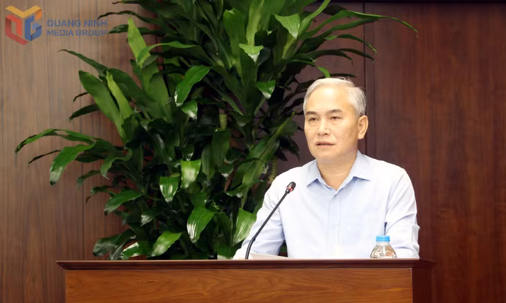 Đồng chí Vũ Anh Tuấn, Phó Bí thư Đảng ủy, Tổng Giám đốc TKV, phát biểu tại buổi làm việc.