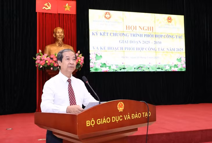 Bộ trưởng Nguyễn Kim Sơn hi vọng Chương trình phối hợp 2025-2030 kỳ vọng sẽ tạo ra các đột phá trong giáo dục - đào tạo - Ảnh: VGP/Trần Hiệp