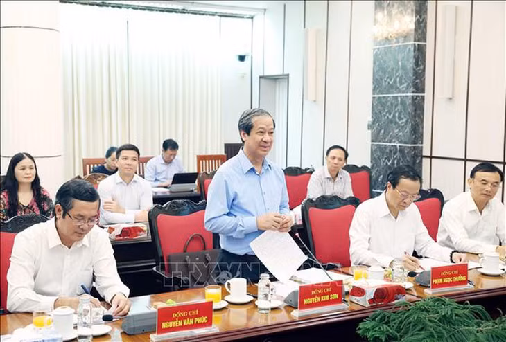 Đồng chí Nguyễn Kim Sơn, Bộ trưởng Bộ Giáo dục và Đào tạo phát biểu - Ảnh: TTXVN