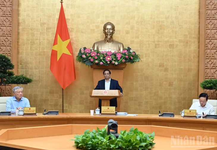 Thủ tướng Phạm Minh Chính chủ trì phiên họp Chính phủ chuyên đề xây dựng pháp luật tháng 9/2025. (Ảnh: Trần Hải)