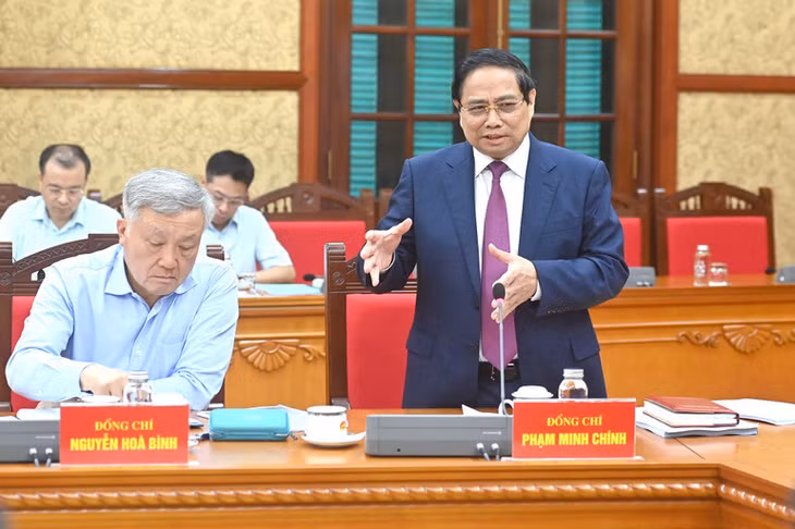 Thủ tướng Chính phủ Phạm Minh Chính phát biểu tại cuộc làm việc. (Ảnh: ĐĂNG KHOA)