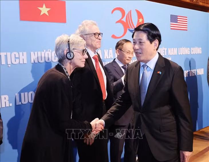 Chủ tịch nước Lương Cường gặp gỡ những người bạn, nhân dân tiến bộ Mỹ - Ảnh: TTXVN