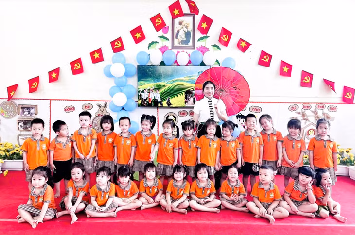 Một tiết học của học sinh trong Trường mầm non Hải Hòa.