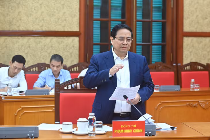 Thủ tướng Chính phủ Phạm Minh Chính phát biểu tại cuộc làm việc. (Ảnh: ĐĂNG KHOA)