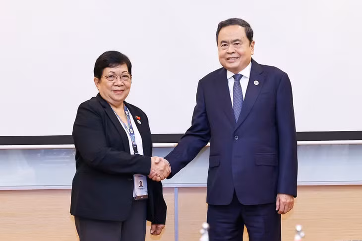 Chủ tịch Quốc hội Trần Thanh Mẫn gặp Chủ tịch Quốc hội Timor Leste Maria Fernanda Lay. Ảnh: Doãn Tấn – TTXVN