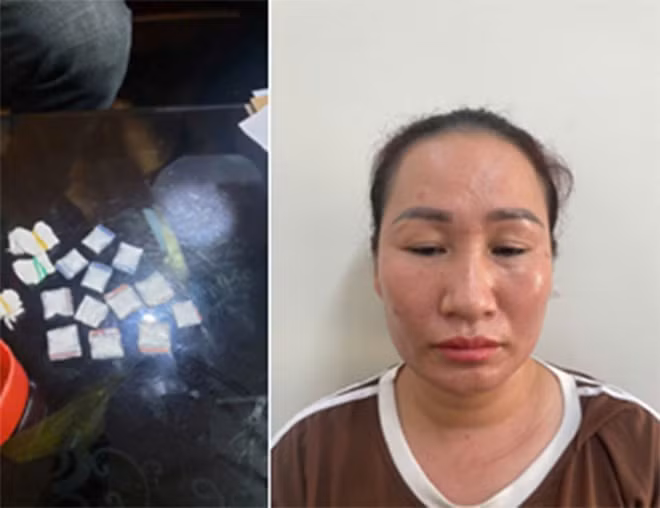 Đối tượng Bùi Thị Luyến và tang vật vụ án. Ảnh: Công an Hải Phòng