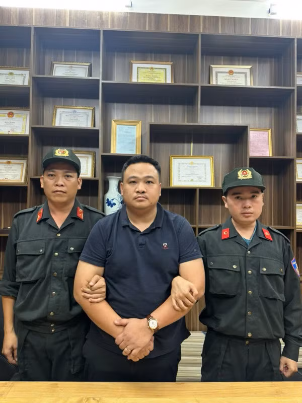 Đối tượng Trần Quang Đạo tại cơ quan Công an.