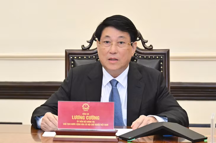 Chủ tịch nước Lương Cường tại cuộc điện đàm.