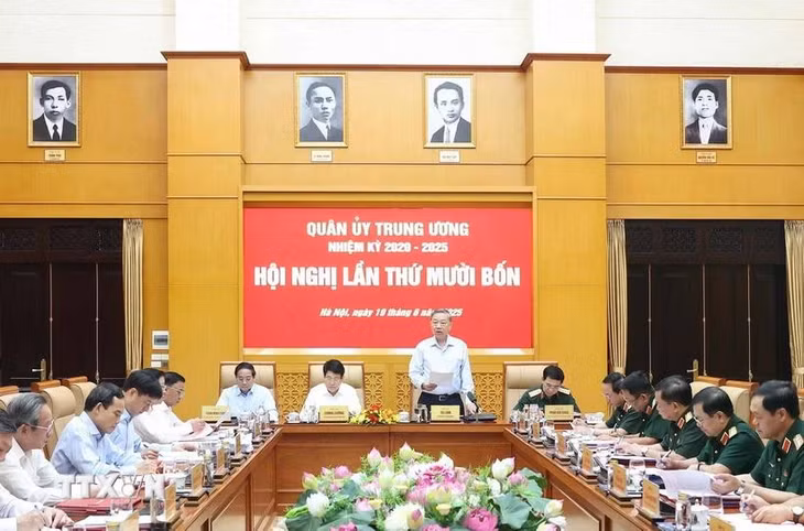 Tổng Bí thư Tô Lâm, Bí thư Quân ủy Trung ương phát biểu. (Ảnh: Thống Nhất/TTXVN)