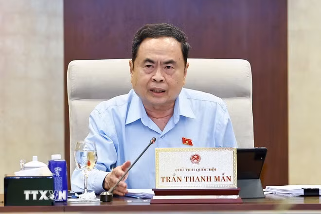 Chủ tịch Quốc hội Trần Thanh Mẫn phát biểu. (Ảnh: Doãn Tấn/TTXVN)