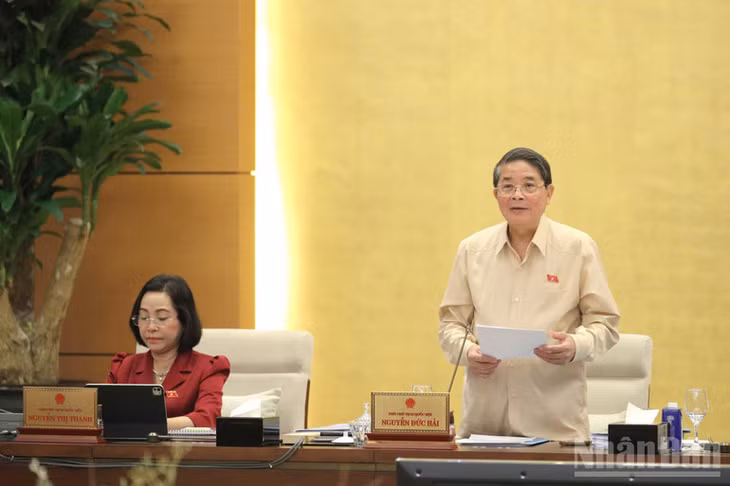 Phó Chủ tịch Quốc hội Nguyễn Đức Hải điều hành nội dung phiên họp. (Ảnh: DUY LINH)