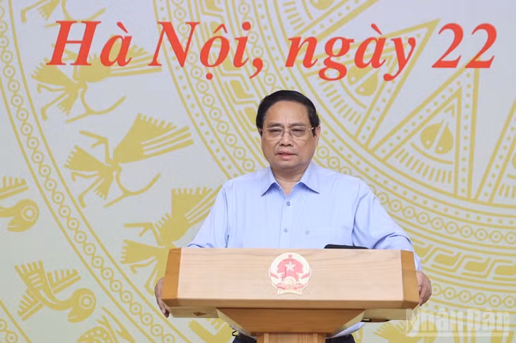 Thủ tướng Phạm Minh Chính phát biểu ý kiến tại phiên họp. (Ảnh: TRẦN HẢI)