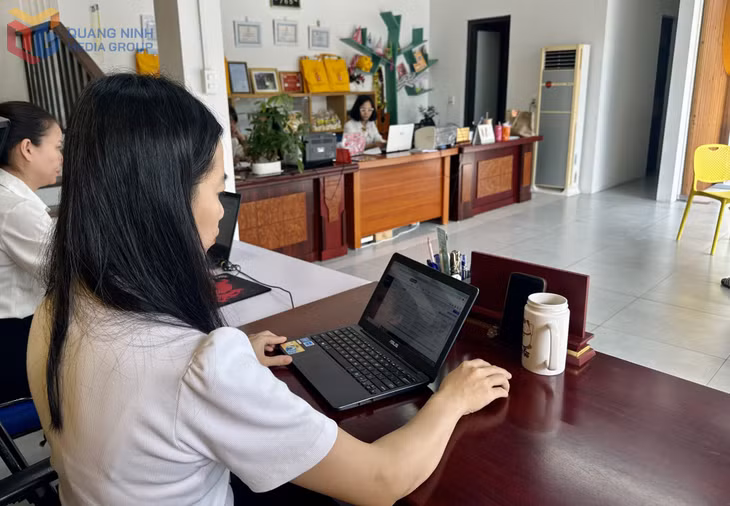Nhân viên Công ty TNHH Sơ đồ tư duy Quảng Ninh sử dụng phần mềm quản lý lớp học.